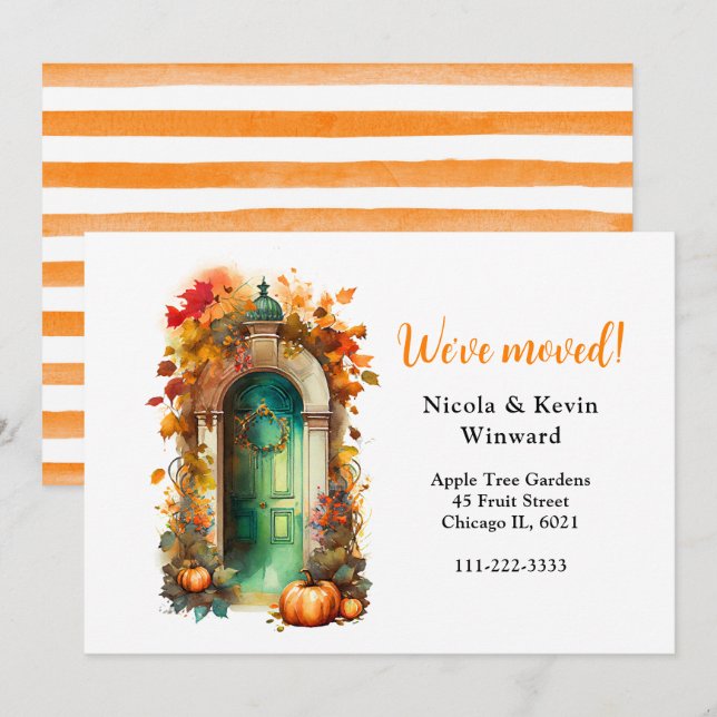 We've Moved Autumn Fall Wreath Door Announcement (Front/Back)