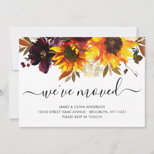 Weve Moved Autumn Sunflower Bloom New Home Moving Announcement