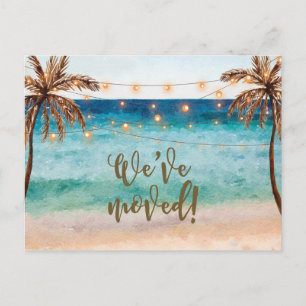 We've moved beach scene change of address invitation postcard