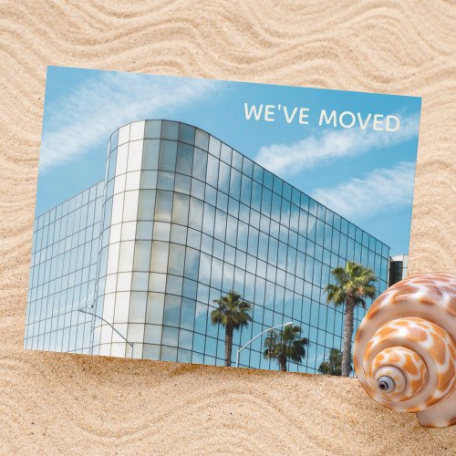 Weve Moved Beach Town Office Palm Tree Announcement Postcard