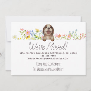 We've Moved! Beagle Puppy Floral Moving Announcement