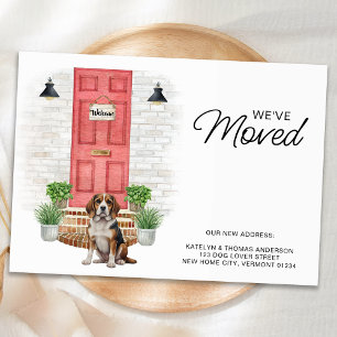 We've Moved Beagle Red Door Dog Moving Announcement
