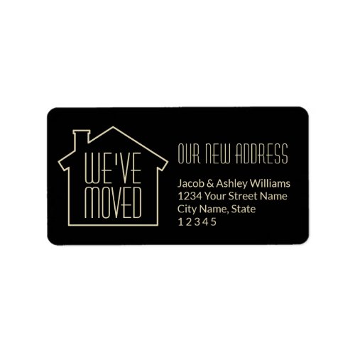 Weve Moved Black and Gold Modern Return Address Label