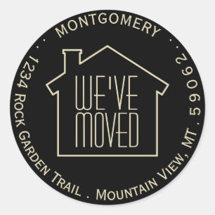 We've Moved Black and Gold Return Address Labels