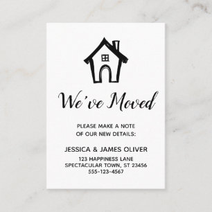 "We've Moved" Black and White Card w/ Little House