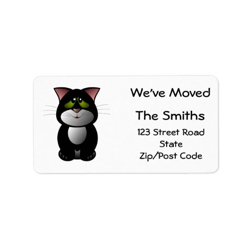 Weve Moved Black and White Cat Label