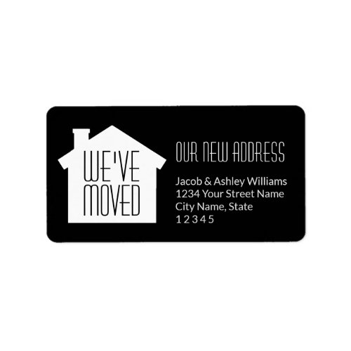 Weve Moved Black and White Modern Return Address Label