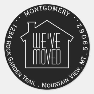 We've Moved Black and White Return Address Labels