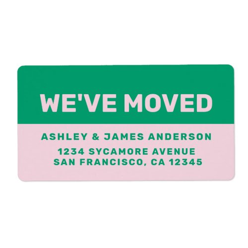 Weve Moved Black Green Pink New Address Label