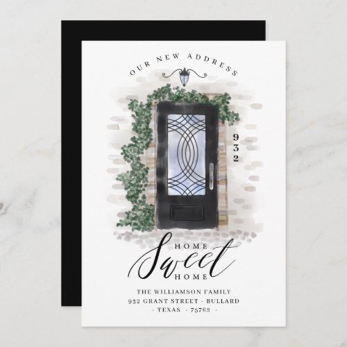 Weve Moved Black Iron Watercolor Elegant Door Announcement