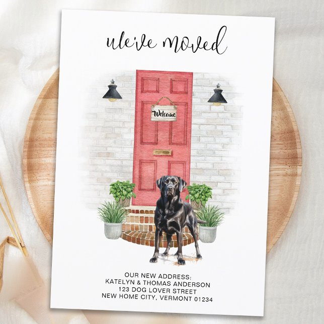 We've Moved Black Labrador Red Door Dog Moving Announcement (Creator Uploaded)