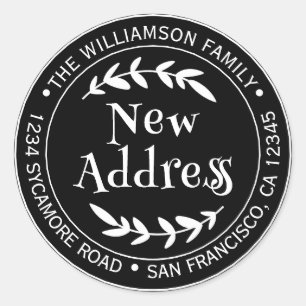 We've Moved Black New Address label