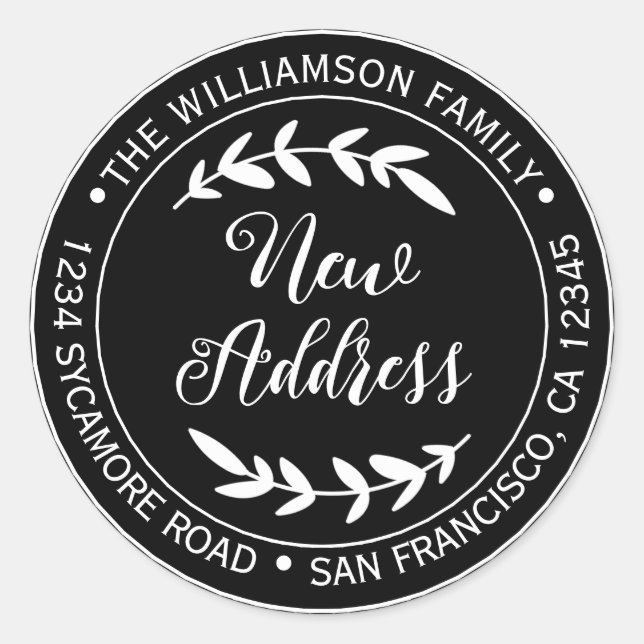 We've Moved Black New Address label (Front)