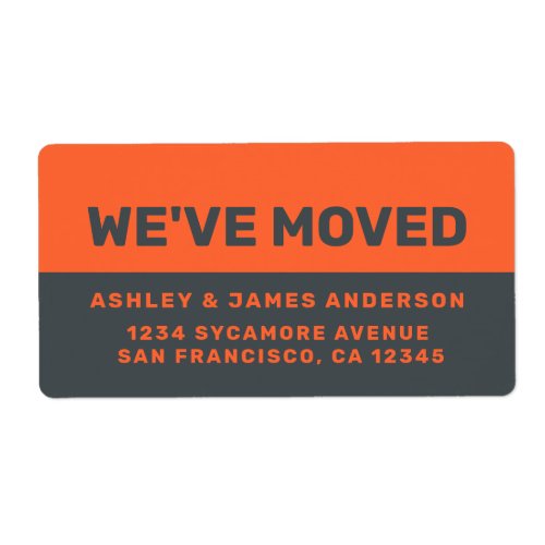 Weve Moved Black Orange New Address Label