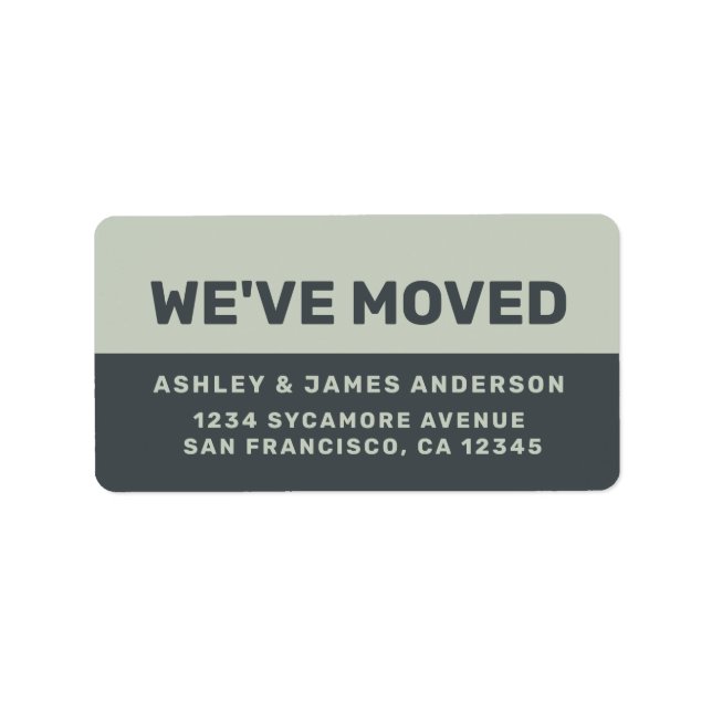 We've Moved Black Pastel Green New Address Label (Front)