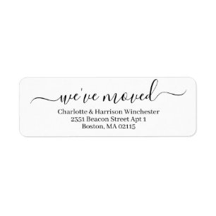 We've Moved black white custom moving announcement Label
