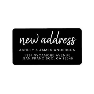 We've Moved Black White New Address label