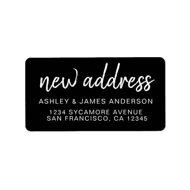 We've Moved Black White New Address label (Front)