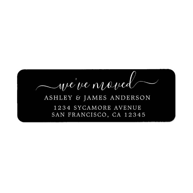 We've Moved Black White New Address label (Front)