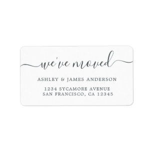 We've Moved Black White New Address label