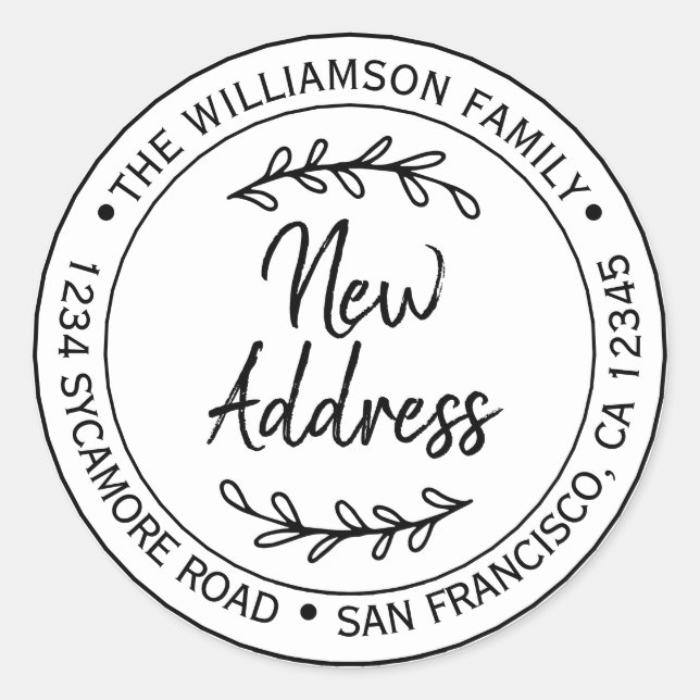 We've Moved Black White New Address label (Front)