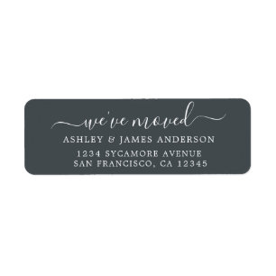 We've Moved Black White New Address label