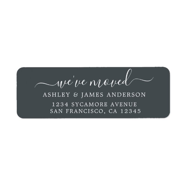We've Moved Black White New Address label (Front)