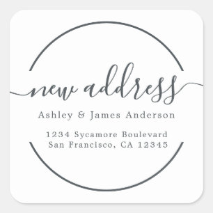 We've Moved Black White New Address label