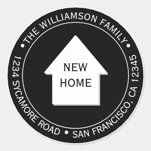 We've Moved Black White New Home Address label (Front)