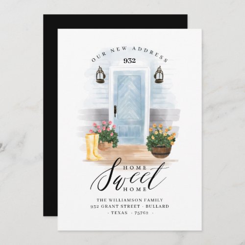 Weve Moved Blue Chic Country Watercolor Blue Door Announcement