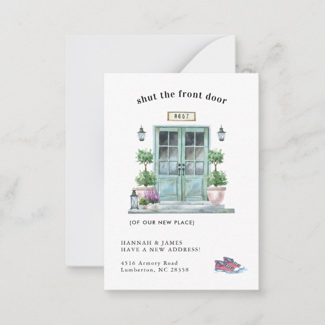 We've Moved | Blue Door Announcement Card (Front)