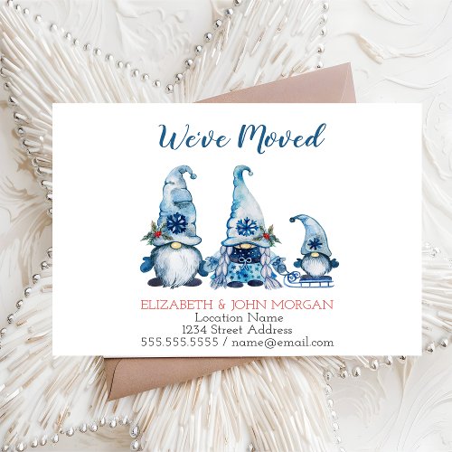 Weve Moved Blue Gnomes Announcement Postcard