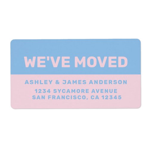 We've Moved Blue Pink New Address Label