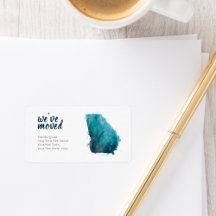 We've Moved Blue Watercolor Georgia