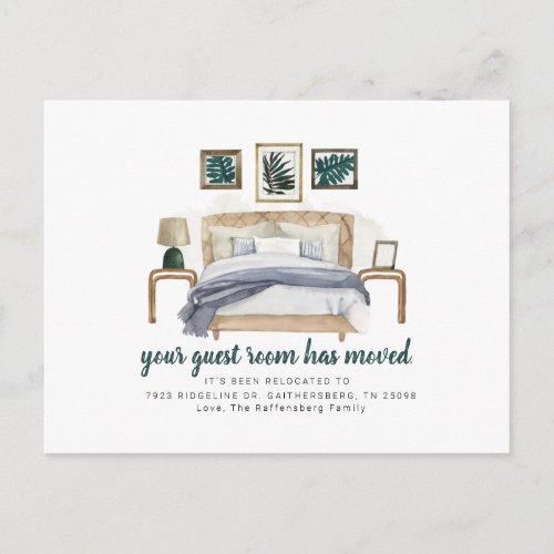 Weve Moved Boho Chic Bedroom Moving Address  Announcement Postcard