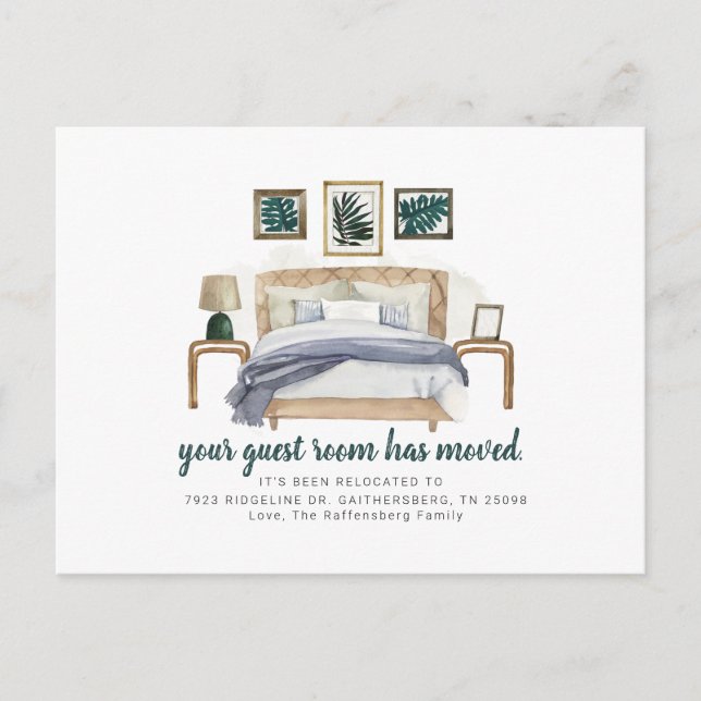 We've Moved Boho Chic Bedroom Moving Address  Announcement Postcard (Front)