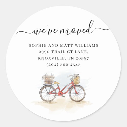 Weve Moved Boho Chic Watercolor Moving Classic Round Sticker