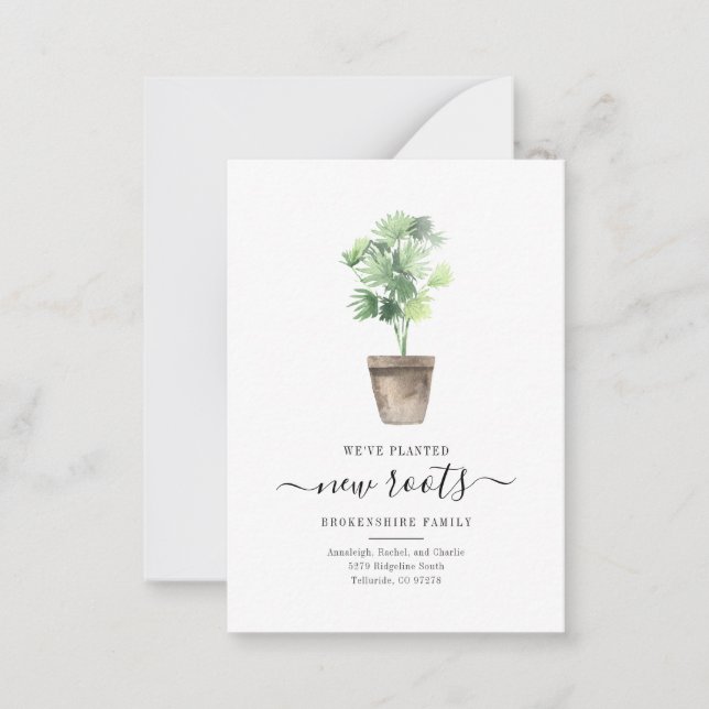 We've Moved Boho Indoor Plant Moving New Address Note Card (Front)