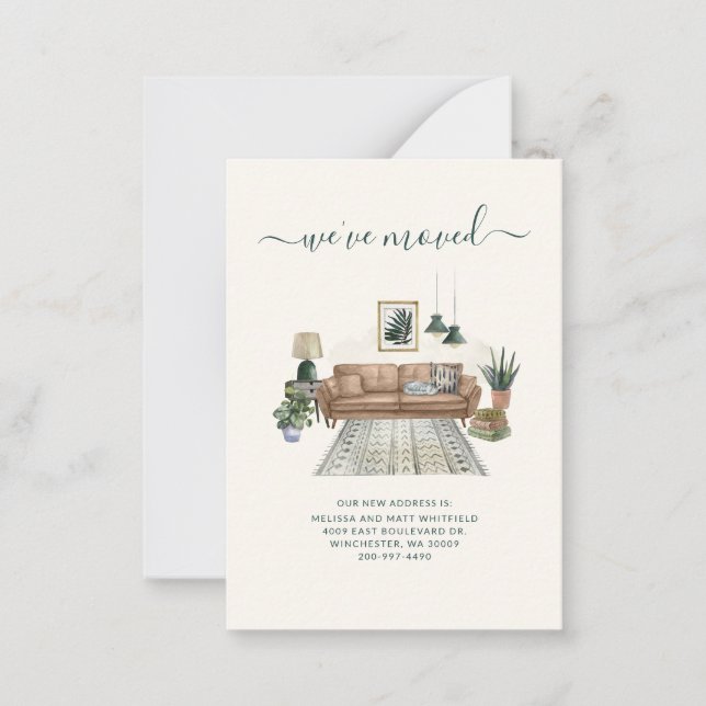 We've Moved Boho Living Room Moving Announcement (Front)