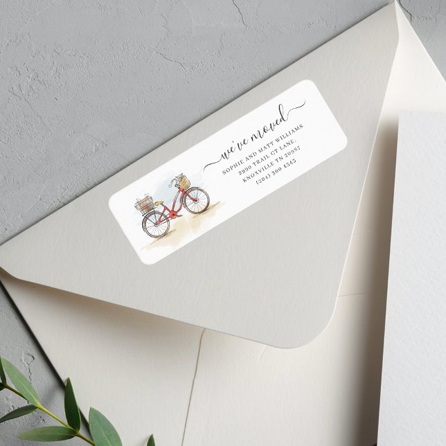 We've Moved Boho Moving Return Address Label (We Have Moved Moving Announcement Bike Return Address Label)