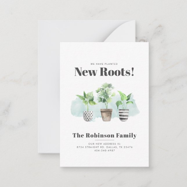 We've Moved Boho New Roots Moving Note Card (Front)