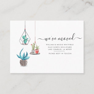 We've Moved Boho Succulents Change of Address Business Card