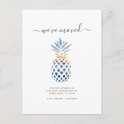 Weve Moved Boho Tropical Fruit Moving Watercolor Announcement Postcard