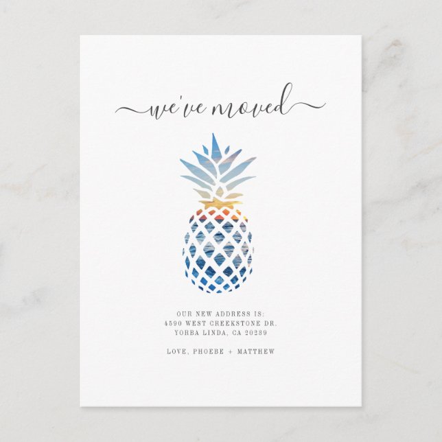 We've Moved Boho Tropical Fruit Moving Watercolor Announcement Postcard (Front)