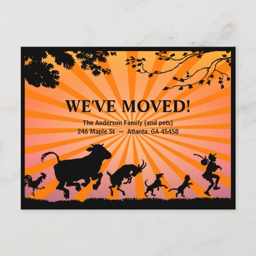 Weve Moved  Bold Colorful Moving Announcement Postcard