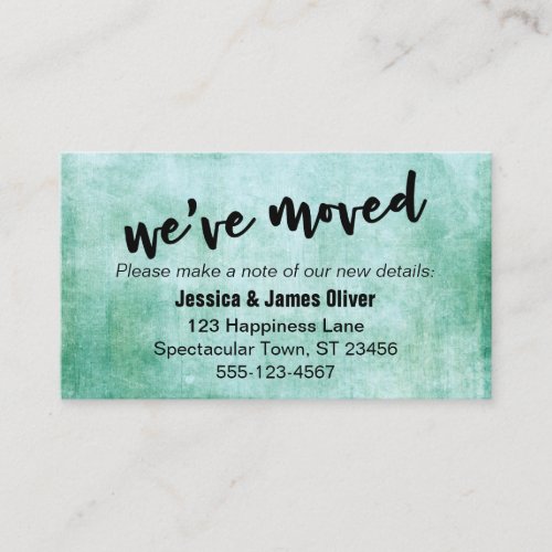 Weve Moved Bold Typography Green Grunge Card