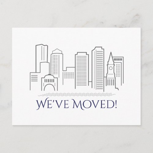 Weve Moved Boston City Skyline Announcement Postcard
