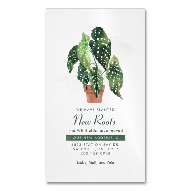 We've Moved Botanical Boho Moving Announcement Business Card Magnet (Front Vertical)