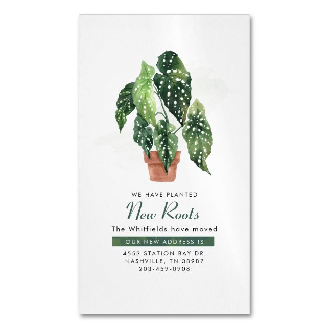 We've Moved Botanical Moving Announcement Business Card Magnet (Front Vertical)