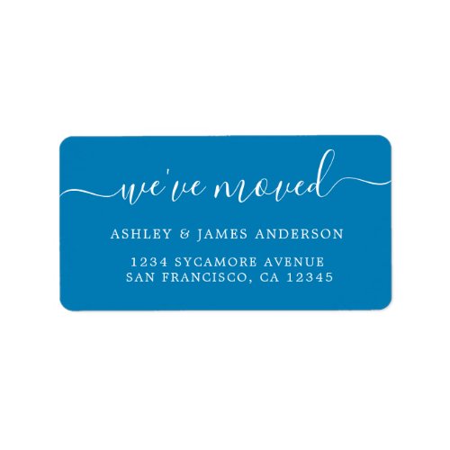 Weve Moved Bright Blue New Address label